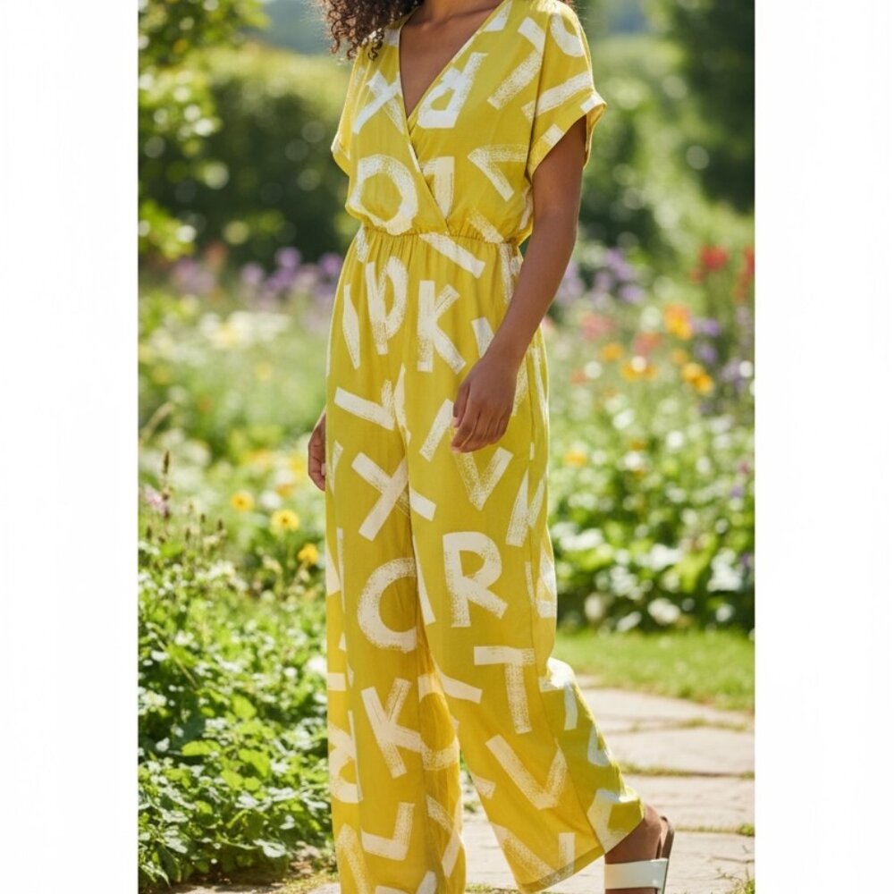 583 WOMENS 3XL YELLOW/WHITE JUMPSUIT BY SOUL OF CURVES